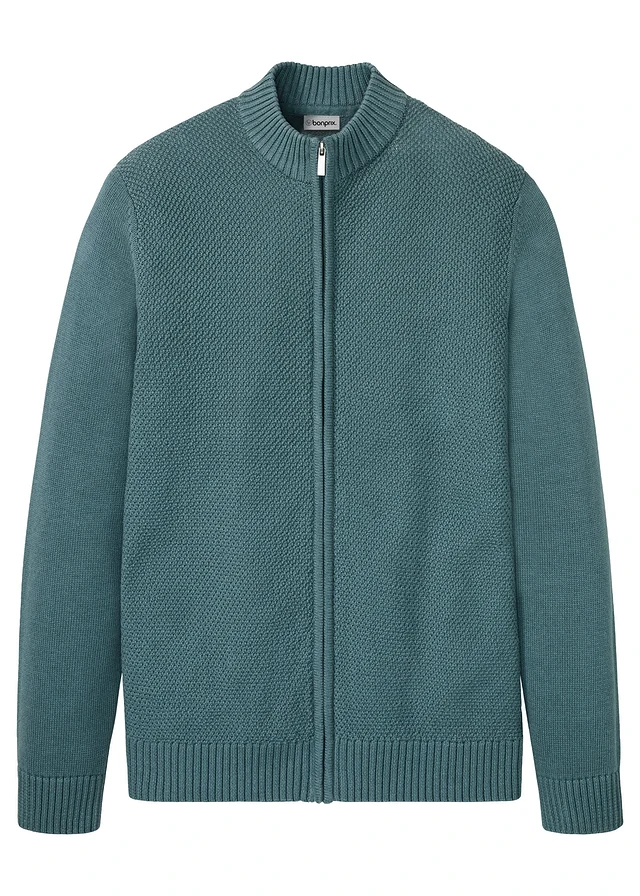 Gilet en fine maille 100% coton, Couleur: gris vert
