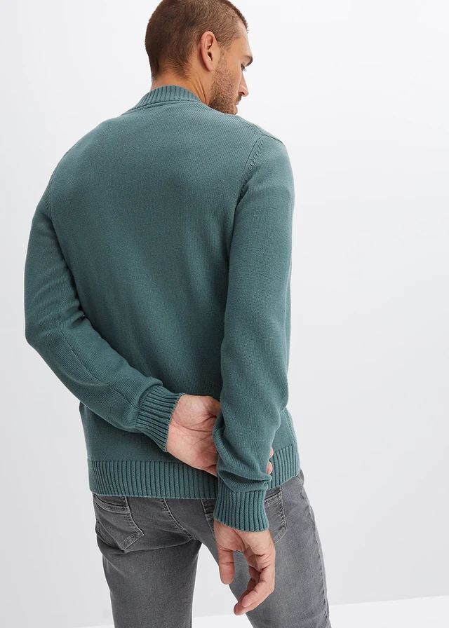 Gilet en fine maille 100% coton, Couleur: gris vert