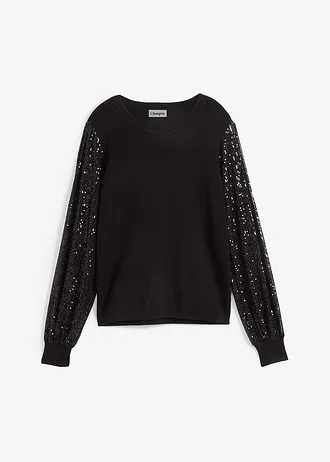 Cienki sweter z miękkiej mieszanki wiskozy • czarny • sklep bonprix
