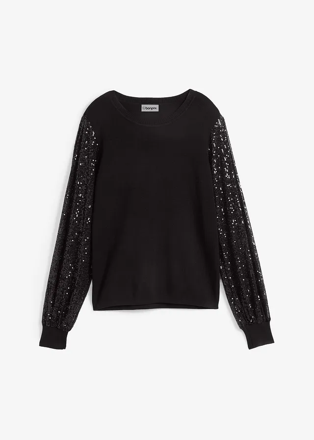 Cienki sweter z miękkiej mieszanki wiskozy • czarny • sklep bonprix
