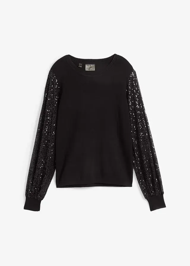 Pull fluide en maille fine • noir • Boutique bonprix