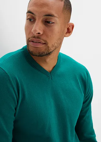 Pulover din tricot fin, din material moale cu bumbac • verde-briliant • magazin bonprix