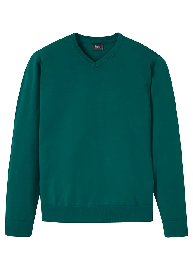 Pulover din tricot fin, din material moale cu bumbac • verde-briliant • magazin bonprix