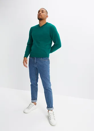 Pulover din tricot fin, din material moale cu bumbac • verde-briliant • magazin bonprix