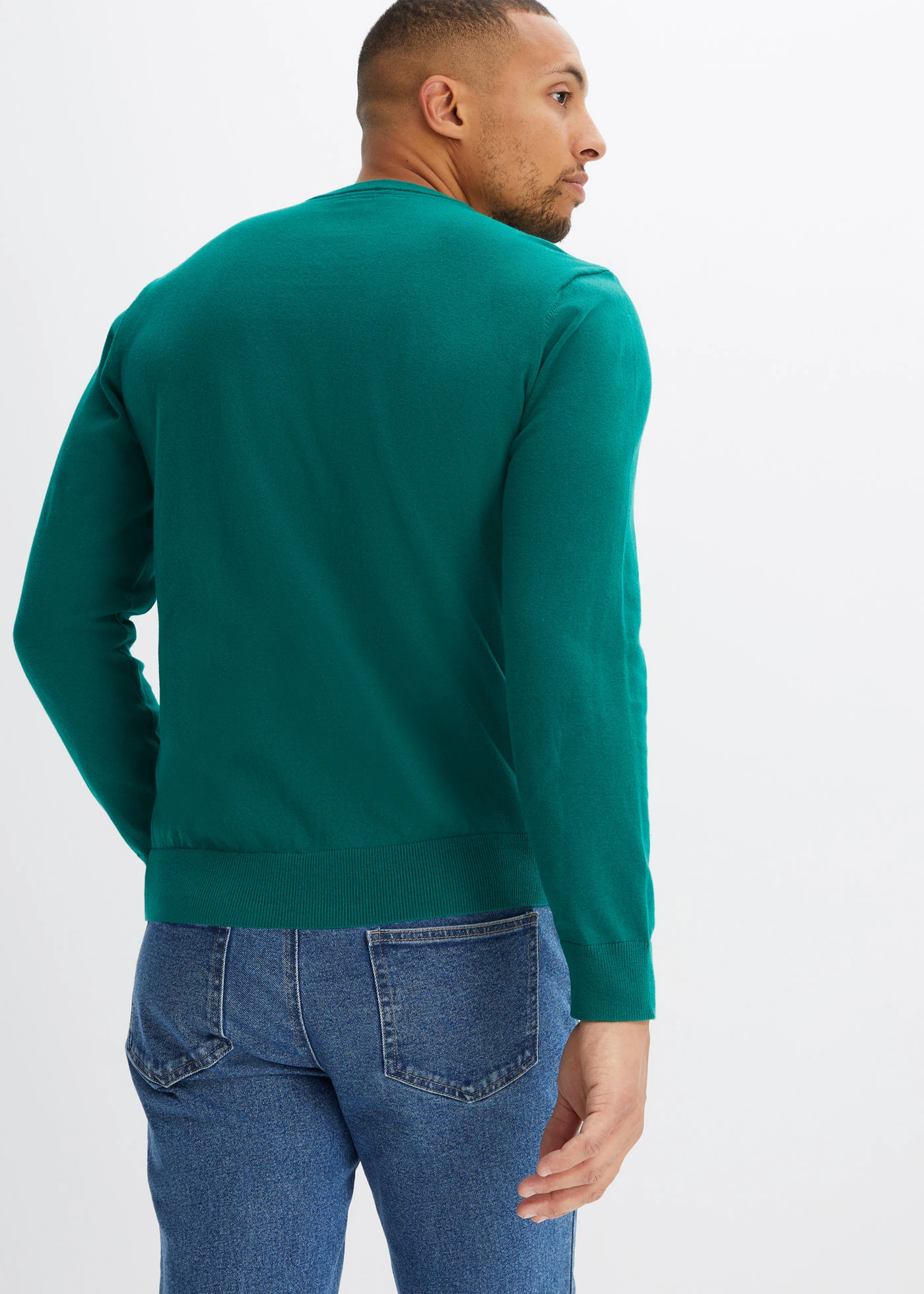 Pulover din tricot fin, din material moale cu bumbac • verde-briliant • magazin bonprix