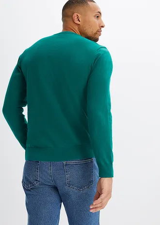 Pulover din tricot fin, din material moale cu bumbac • verde-briliant • magazin bonprix