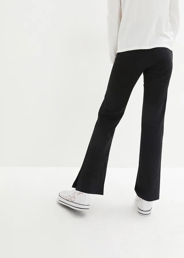 Pantalon évasée en coton extensible avec fentes sur les côtés • noir • product-page.page-title-suffix