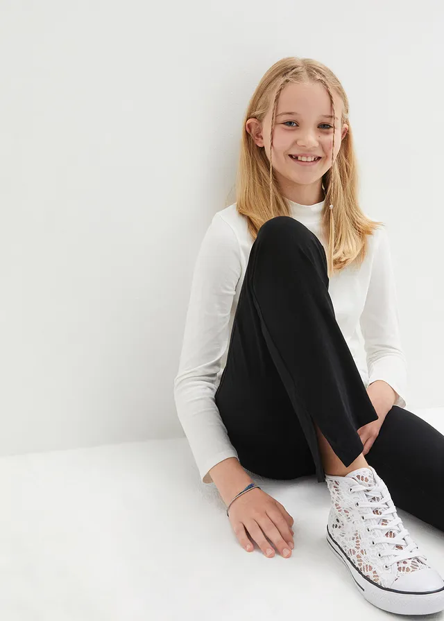 Pantalon évasée en coton extensible avec fentes sur les côtés • noir • product-page.page-title-suffix