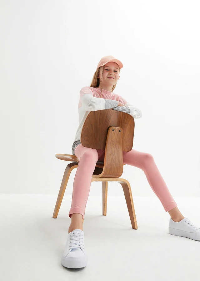 Lot de 3 leggings en jersey de coton extensible • bleu foncé + rose fumé + sauge fumé imprimé • product-page.page-title-suffix