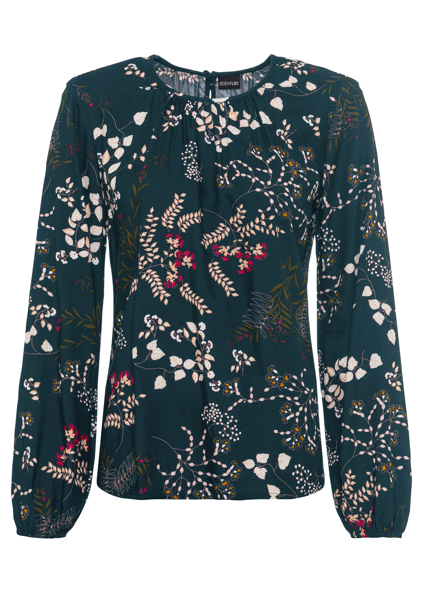 Blouse en viscose • vert profond à fleurs • Boutique bonprix