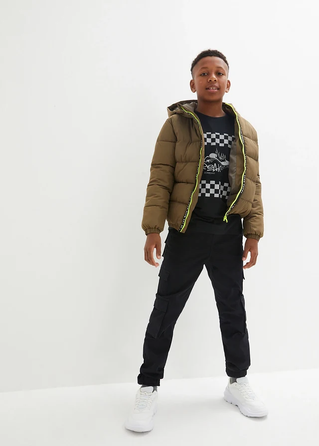 Pantaloni cargo stretch, cu elastic și șiret în talie, Regular Fit • negru • magazin bonprix