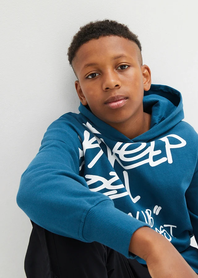 Oversized hoodie van katoen met graffiti print • blauwpetrol • product-page.page-title-suffix