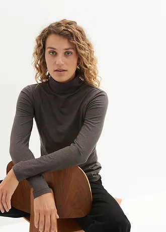 Bluză cu mâneci lungi (set/2 buc.) • negru+antracit melanj • magazin bonprix