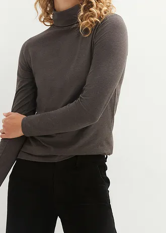 Lot de 2 T-shirts col roulé • noir+anthracite chiné • Boutique bonprix