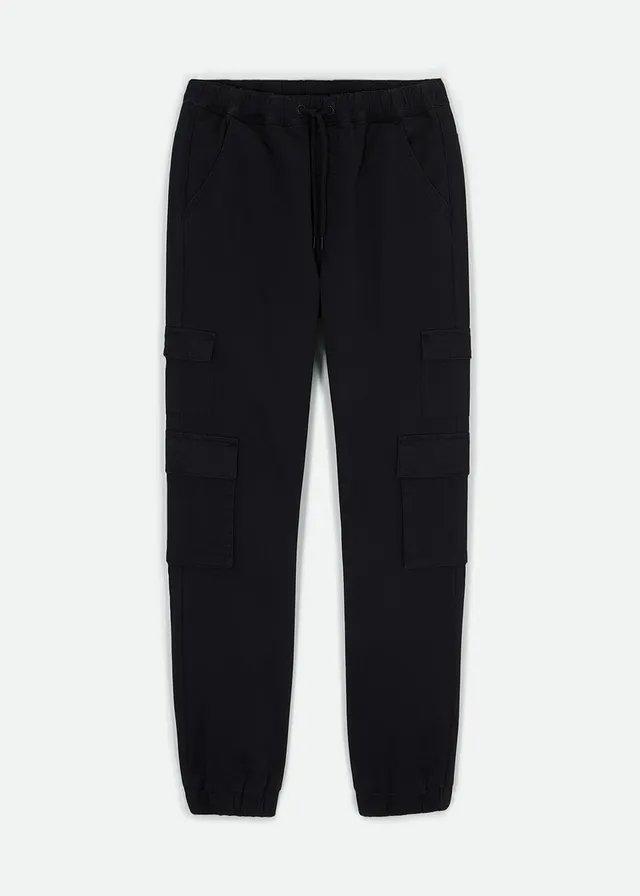 Pantaloni cargo stretch, cu elastic și șiret în talie, Regular Fit • negru • magazin bonprix