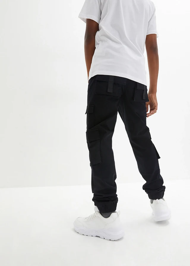 Stretch cargobroek, regular fit, Kleur: zwart