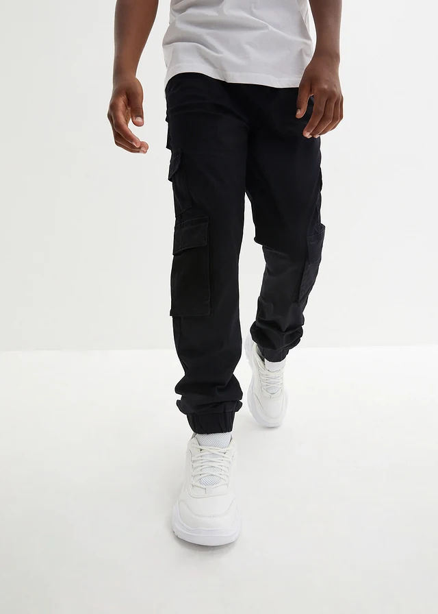Stretch cargobroek, regular fit, Kleur: zwart