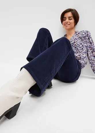 Strečové manšestrové kalhoty, Bootcut • tmavě modrá • bonprix obchod