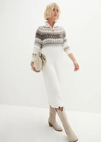 Robe en maille norvégienne • blanc cassé motif norvégien • Boutique bonprix