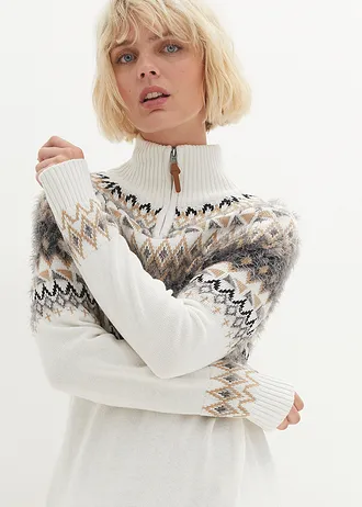 Robe en maille norvégienne • blanc cassé motif norvégien • Boutique bonprix