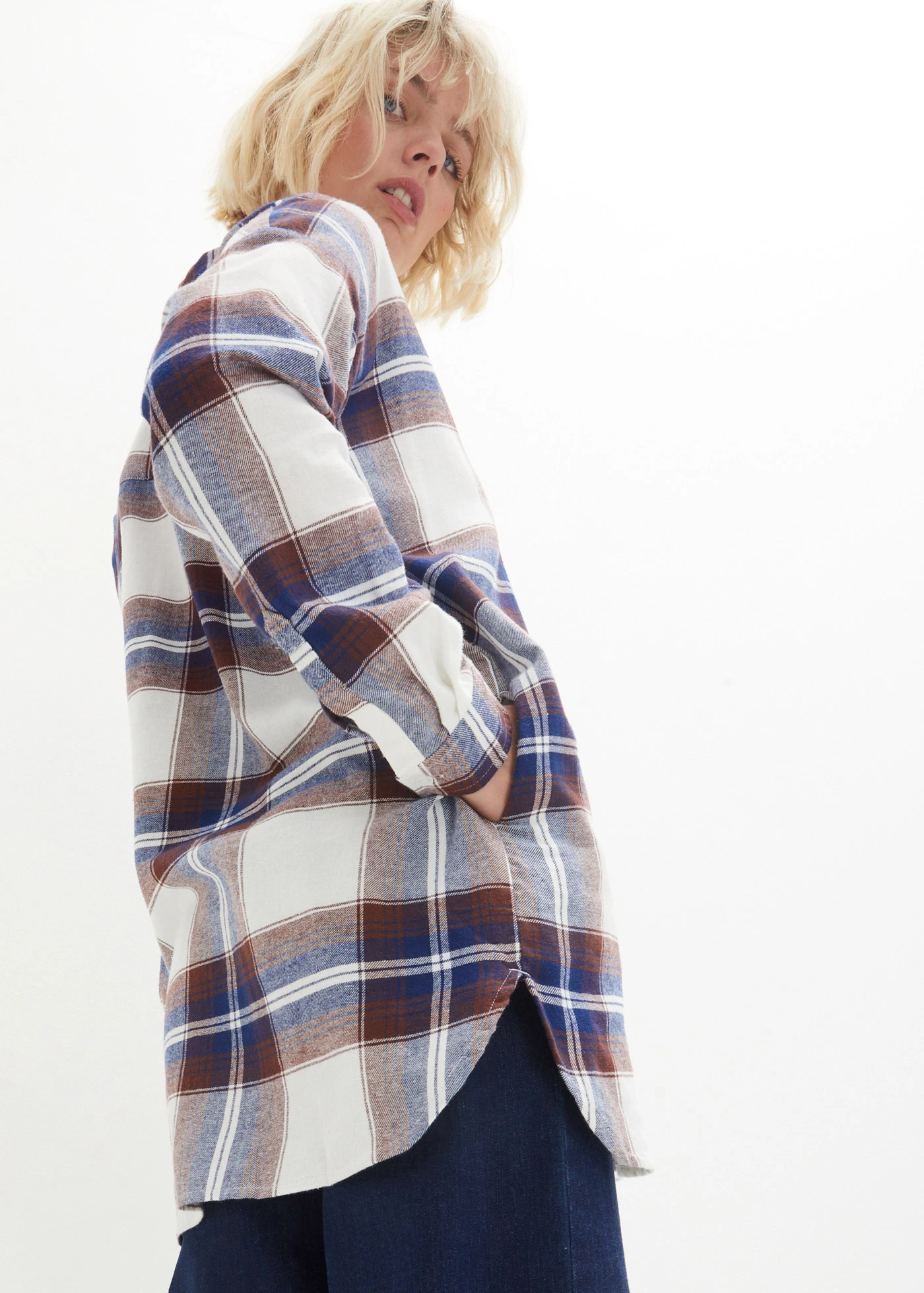 Cămașă din flanel din bumbac 100% • bleumarin cadrilat • magazin bonprix