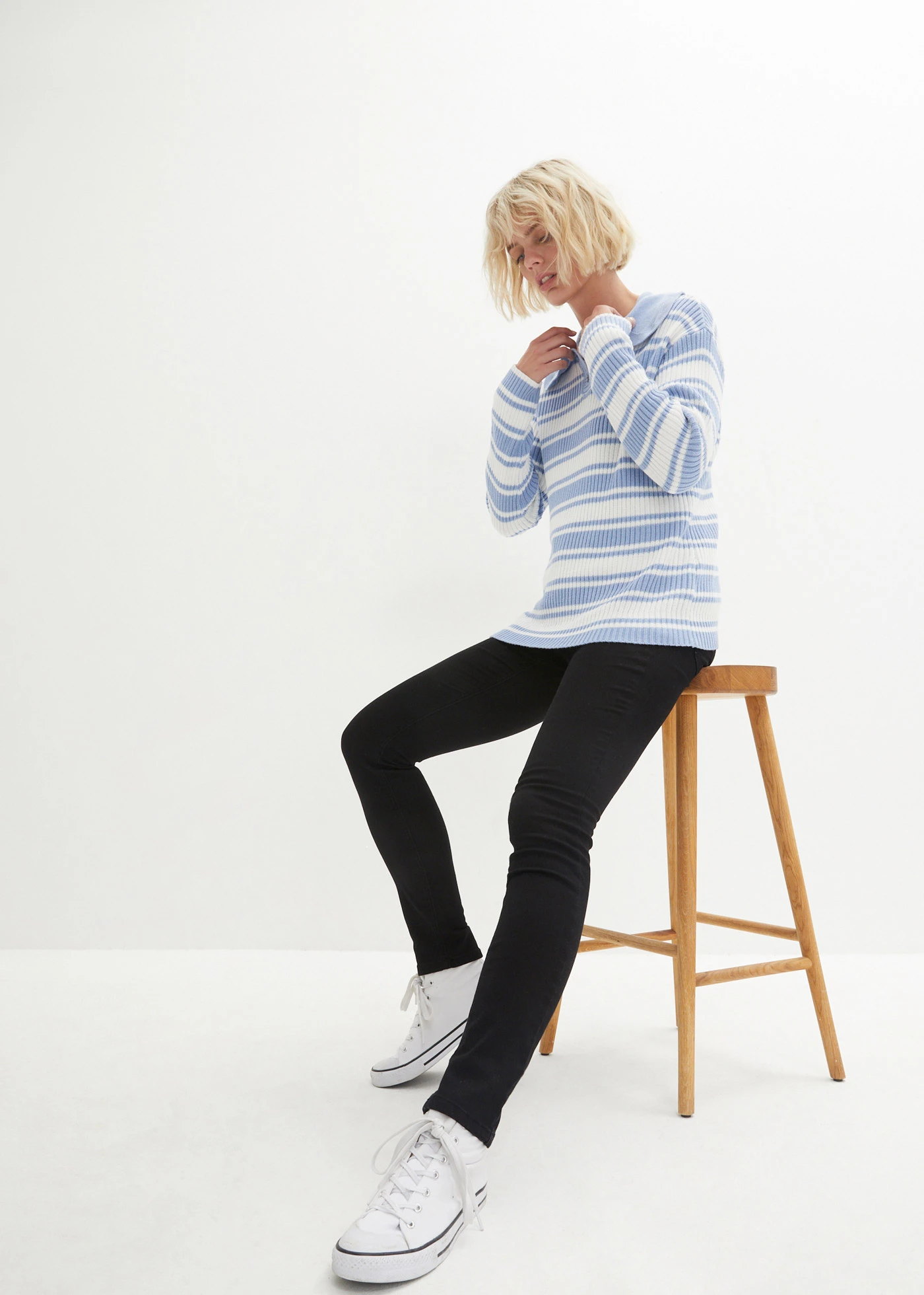 Stahovací termo džíny Skinny, High Waist • černý denim • bonprix obchod