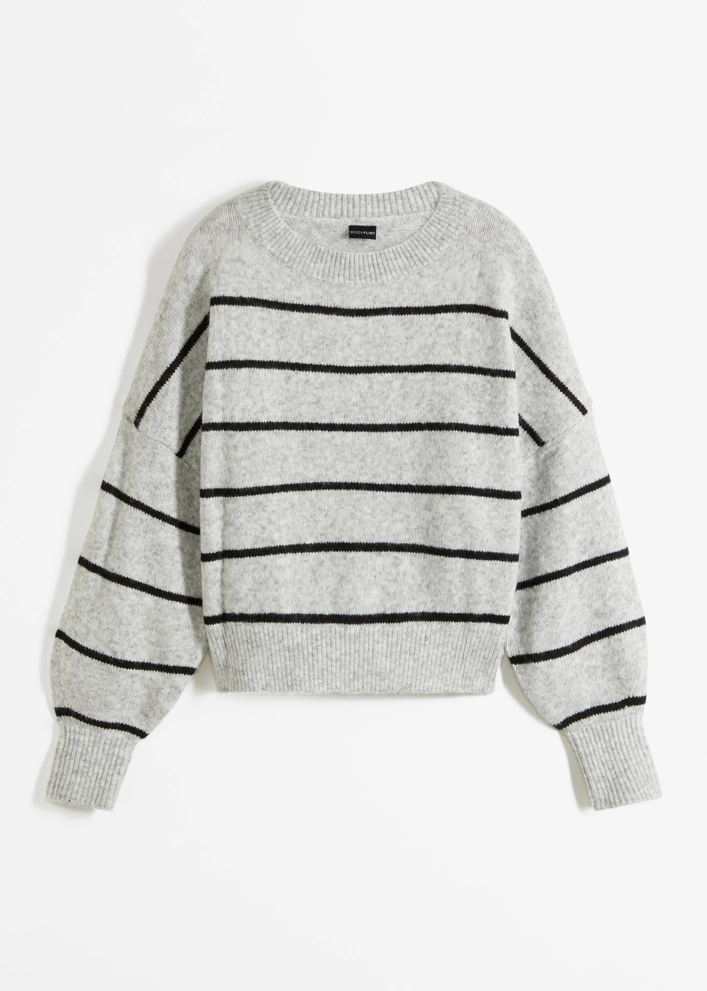 Pull rayé oversize • gris clair chiné + noir rayé • product-page.page-title-suffix