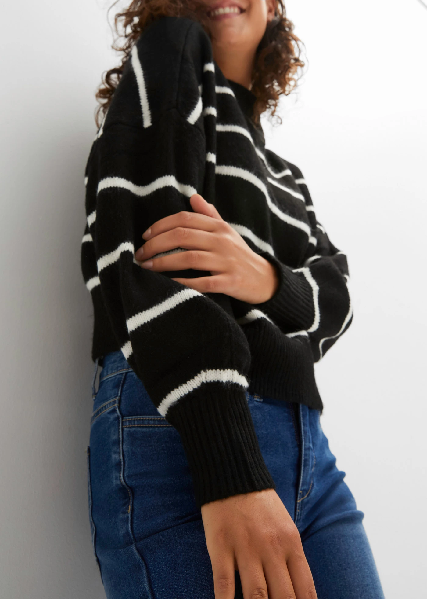 Oversized gestreepte trui • zwart-wolwit gestreept • bonprix online shop