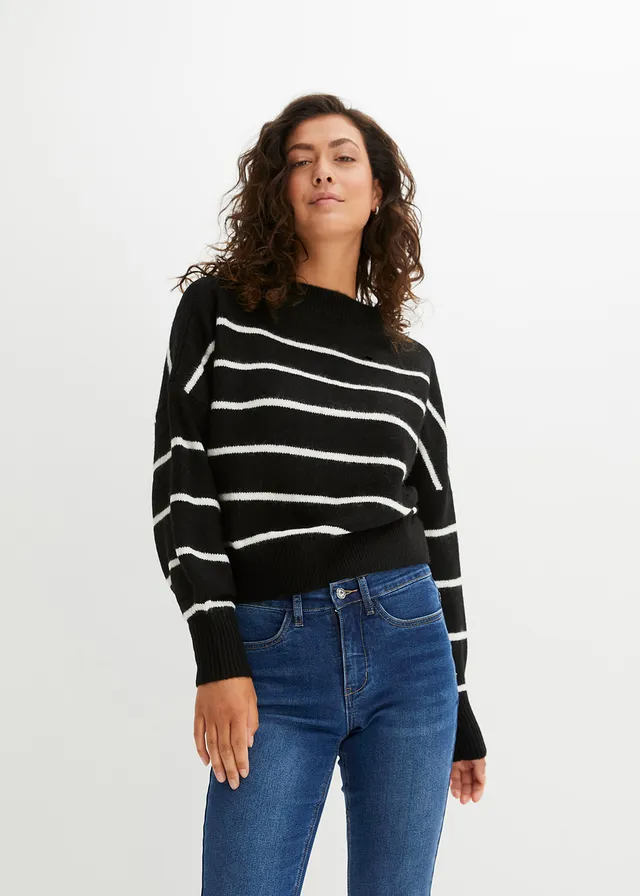 Oversized gestreepte trui • zwart-wolwit gestreept • product-page.page-title-suffix