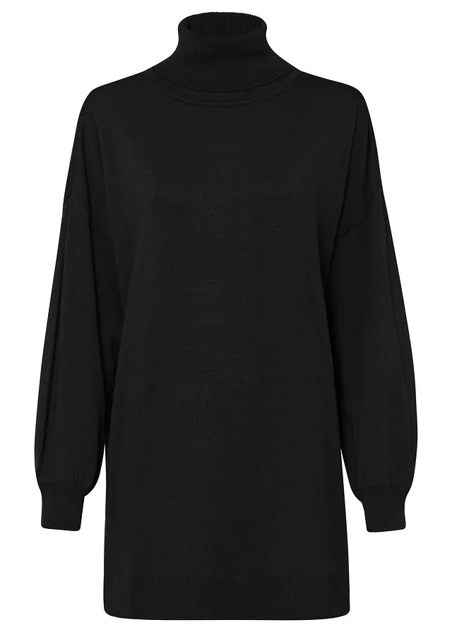 Pull à col roulé en viscose mélangée • noir • Boutique bonprix