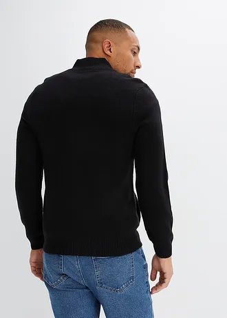 Gilet zippé en fine maille, Couleur: noir