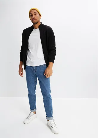 Gilet zippé en fine maille, Couleur: noir
