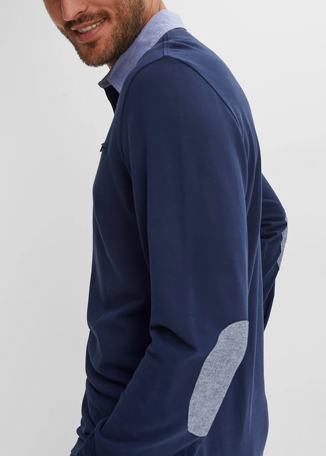 Polo manches longues en maille piquée 100% coton • bleu foncé • product-page.page-title-suffix