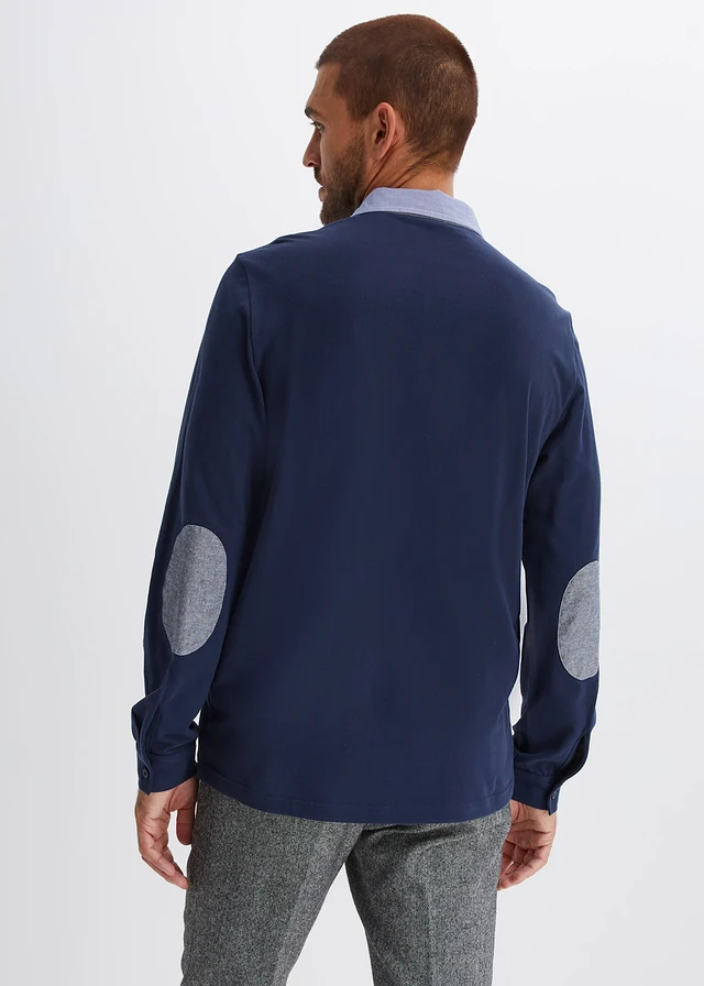 Polo manches longues en maille piquée 100% coton • bleu foncé • product-page.page-title-suffix