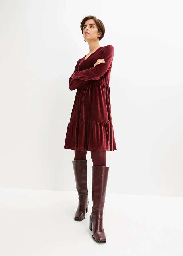 Mini jurk van elastisch fluweel • esdoornrood • product-page.page-title-suffix