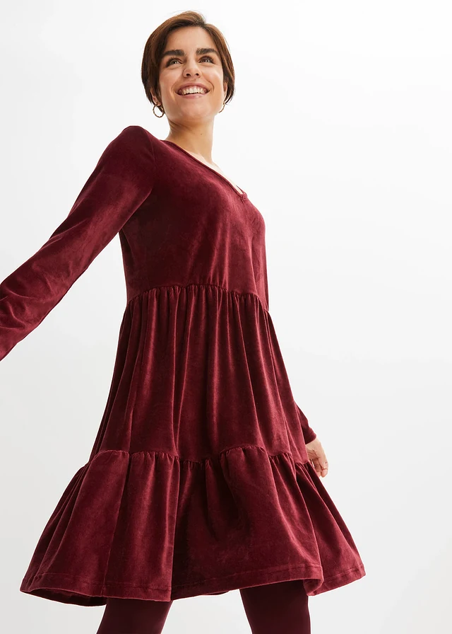 Mini jurk van elastisch fluweel • esdoornrood • product-page.page-title-suffix