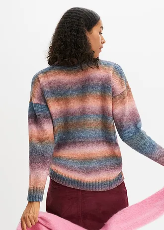 Trui met kleurverloop en wol • frambozenroze-donkerblauw-roestbruin-esdoornrood • bonprix online shop