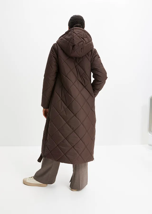 RITOSTA Winterjas voor dames, lange gewatteerde jas met capuchon, winterjas, warme parka, damesjas, puffermantel, winter, capuchonjas, winterparka met zakken, Kaki, M