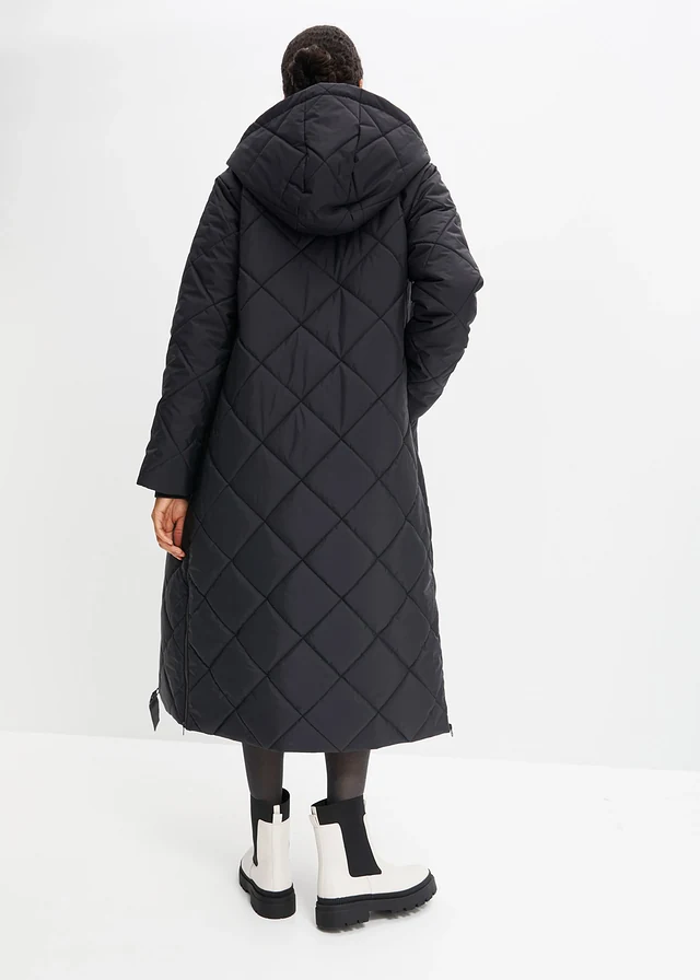 Generisch Lange gewatteerde jas voor dames met capuchon, winterjas, overgangsjas, warme gewatteerde jas, winterjas met zakken, elegant gevoerde winterjas voor dames, beige, 3XL