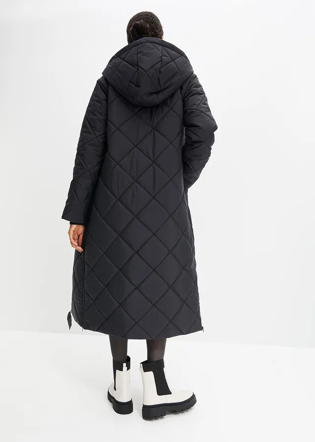 Manteau matelassé et rembourré à capuche, Couleur: noir