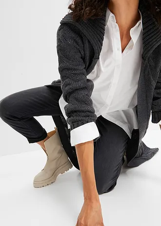 Gilet long en maille torsadée • anthracite chiné • Boutique bonprix