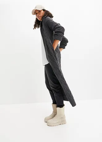 Gilet long en maille torsadée • anthracite chiné • Boutique bonprix