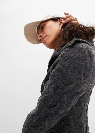 Gilet long en maille torsadée • anthracite chiné • Boutique bonprix