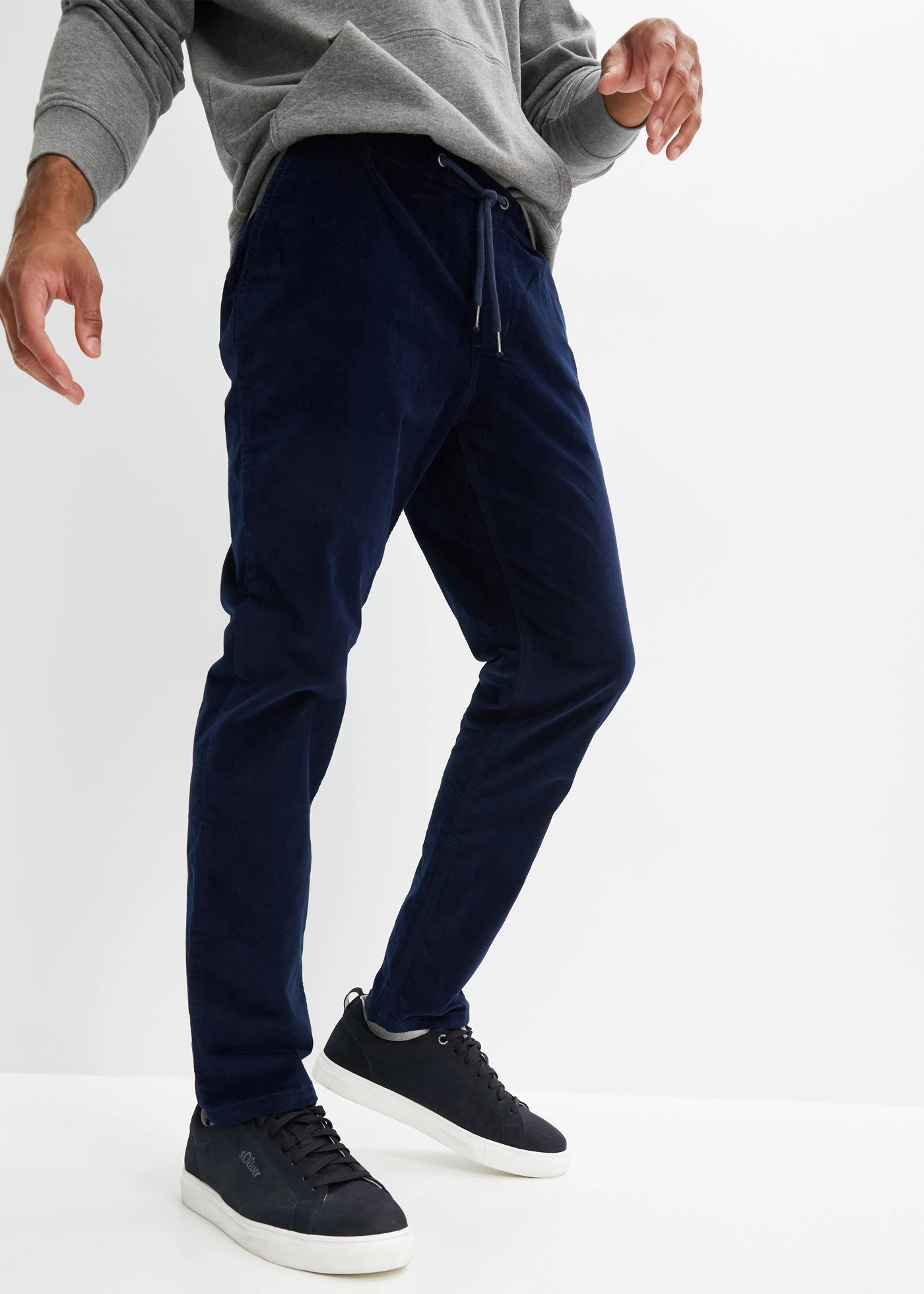 Regular fit corduroy instapbroek, cropped, straight • donkerblauw • bonprix online shop