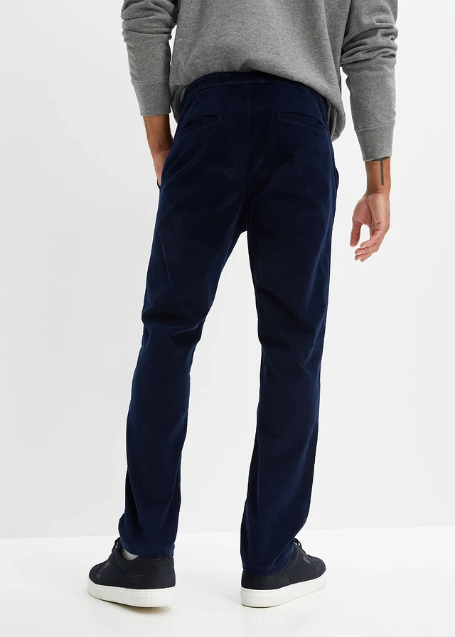 Pantalon jogger Regular en velours côtelé, droit, Couleur: bleu foncé