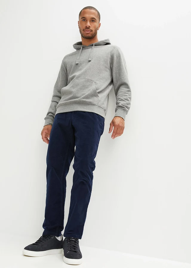 Pantalon jogger Regular en velours côtelé, droit, Couleur: bleu foncé