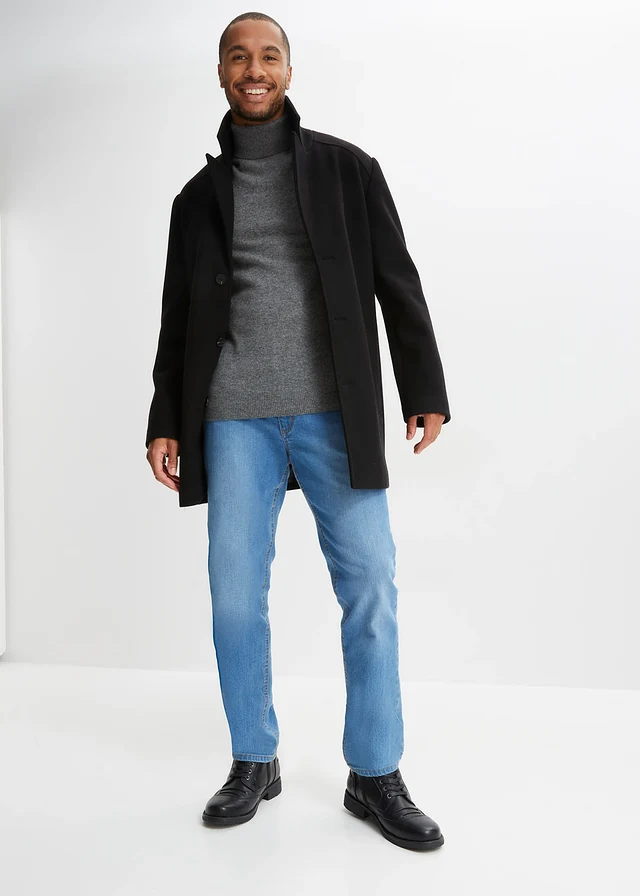 Korte coat met wol • zwart • product-page.page-title-suffix