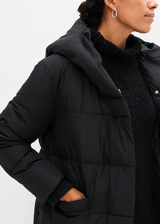 Vattázott, bő steppelt kabát • fekete • bonprix áruház