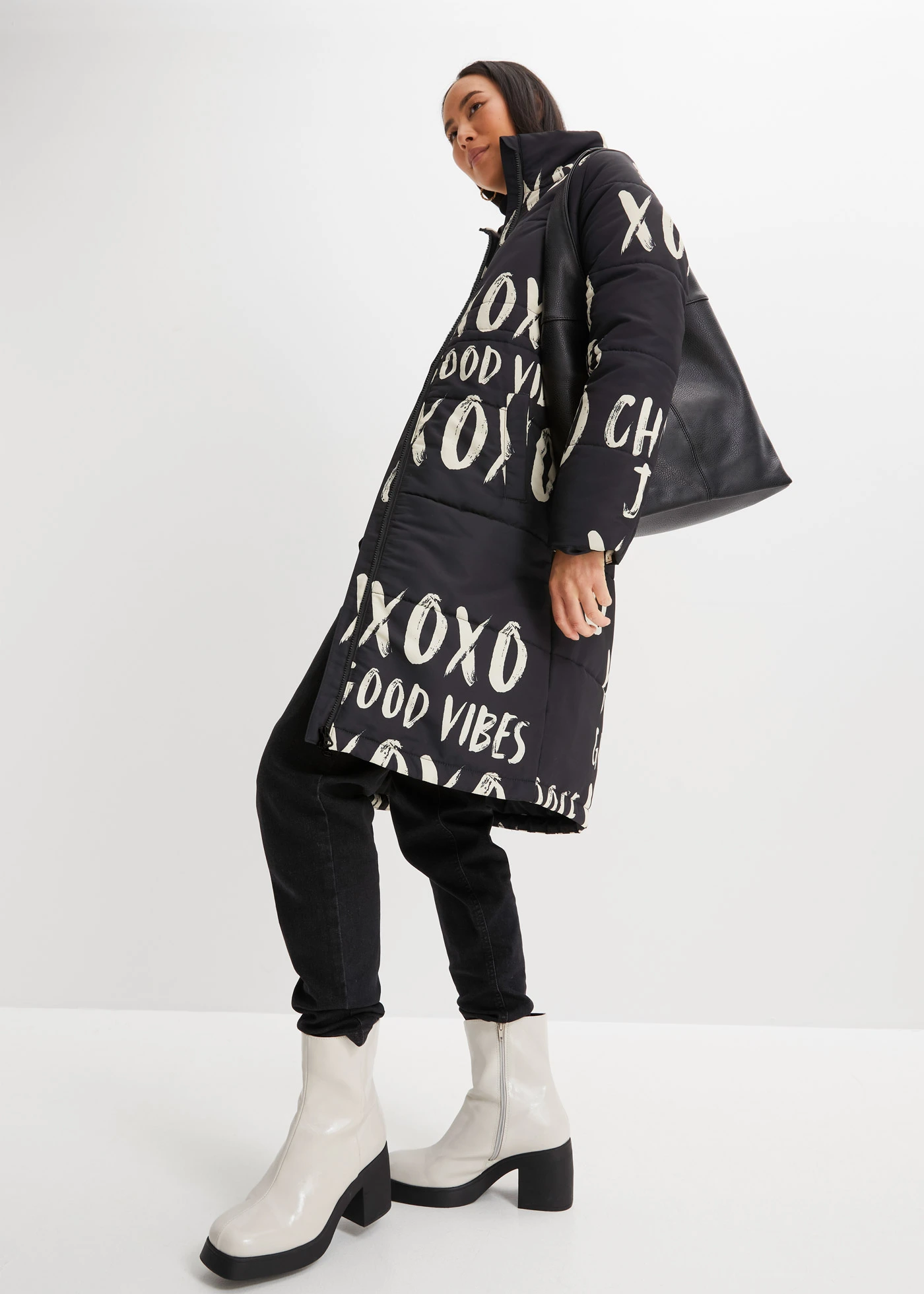 Manteau matelassé imprimé • noir-naturel imprimé • Boutique bonprix