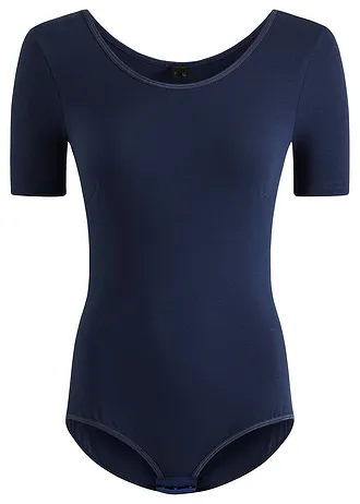 Body coton manches coude, Couleur: bleu foncé